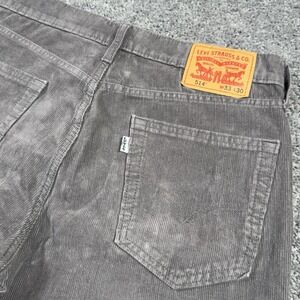 Levi's 514 Corduroy Pants Mens 33x30 Grey Cotton Straight Leg Trousers White Tab